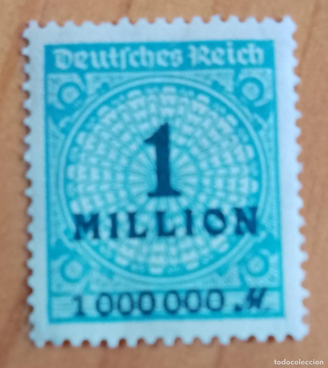 Sellos: V/F 1 MILLION - DEUTSCES REICH - REP&Uacute;BLICA WEIMAR, A&Ntilde;O 1923 - CON GOMA, CON LEVE SE&Ntilde;AL DE FIJASELLOS