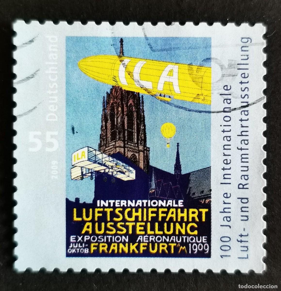 Sellos: Sello Alemania R.Federal 2009, Centenario Exposici&oacute;n Internacional Aeroespaci , 55ct Michel: DE 2740