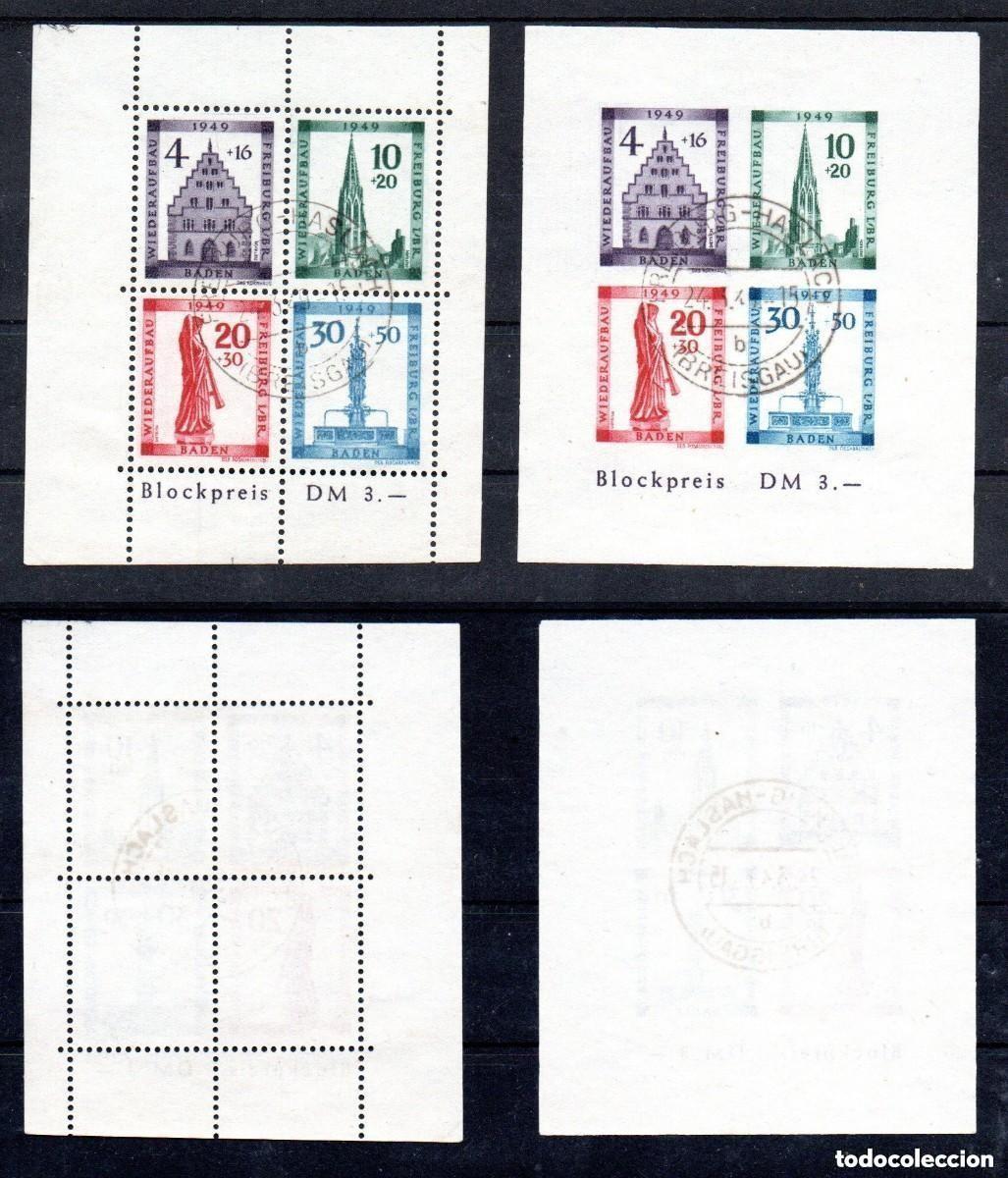 Sellos: OCUPACI&Oacute;N ALEMANA. ZONA FRANCESA. BADEN. 1949. HB. YT 2A, 2B