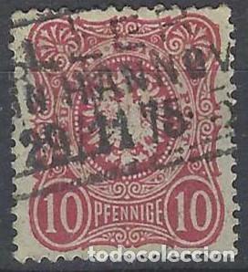 Sellos: ALEMANIA 1875 - CIFRAS,VALOR EN PENIQUES, 10 CARM&Iacute;N - USADO