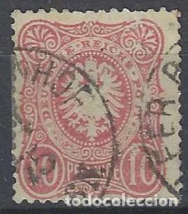 Sellos: ALEMANIA 1875 - CIFRAS,VALOR EN PENIQUES, 10 ROSA - USADO
