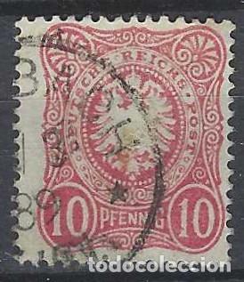 Sellos: ALEMANIA 1879-80 - CIFRAS Y ESCUDO IMPERIAL, 10P ROSA - USADO