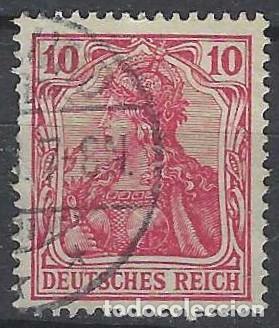 Sellos: ALEMANIA 1905-11 - GERMAN&Iacute;A, &rdquo;DEUTSCHES REICH&rdquo;, 10 ROJO CARM&Iacute;N - USADO