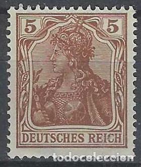Sellos: ALEMANIA 1916-18 - GERMAN&Iacute;A, 5 MARR&Oacute;N OSCURO - MSG