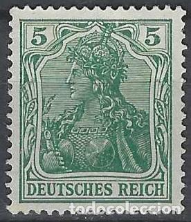 Sellos: ALEMANIA 1916-18 - GERMAN&Iacute;A, 5 VERDE - MSG