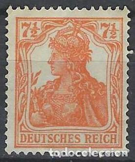 Sellos: ALEMANIA 1916-18 - GERMAN&Iacute;A, 7&frac12; NARANJA - MSG