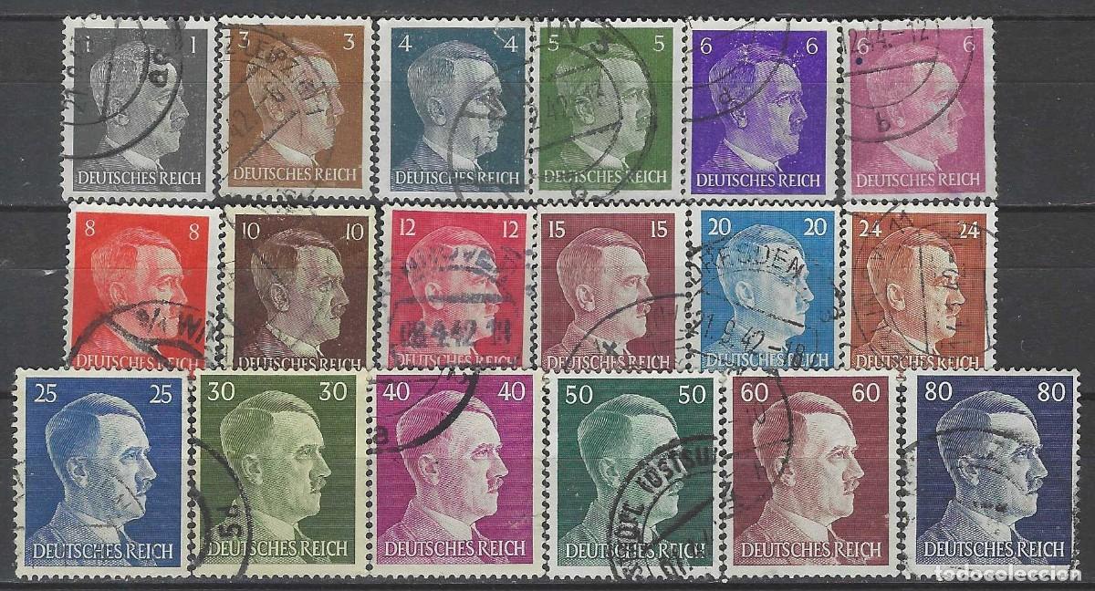 Sellos: ALEMANIA 1941-45 - S.B&Aacute;SICA, A. HITLER, 18 VALORES - USADOS