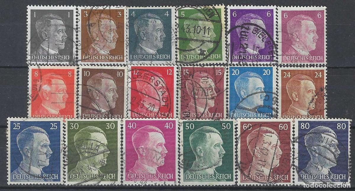 Sellos: ALEMANIA 1941-45 - S.B&Aacute;SICA, A. HITLER, 18 VALORES - USADOS