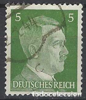 Sellos: ALEMANIA 1941-45 - S.B&Aacute;SICA, A. HITLER, VERDE OLIVA OSCURO - USADO