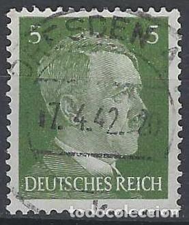 Sellos: ALEMANIA 1941-45 - S.B&Aacute;SICA, A. HITLER, VERDE OLIVA OSCURO - USADO