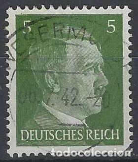 Sellos: ALEMANIA 1941-45 - S.B&Aacute;SICA, A. HITLER, VERDE OLIVA OSCURO - USADO