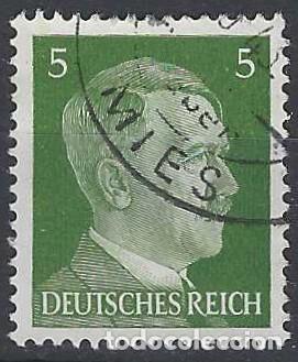 Sellos: ALEMANIA 1941-45 - S.B&Aacute;SICA, A. HITLER, VERDE OLIVA OSCURO - USADO