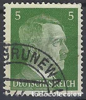 Sellos: ALEMANIA 1941-45 - S.B&Aacute;SICA, A. HITLER, VERDE OLIVA OSCURO - USADO