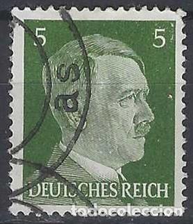 Sellos: ALEMANIA 1941-45 - S.B&Aacute;SICA, A. HITLER, VERDE OLIVA OSCURO - USADO