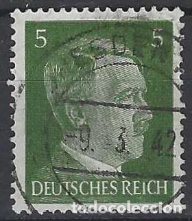 Sellos: ALEMANIA 1941-45 - S.B&Aacute;SICA, A. HITLER, VERDE OLIVA OSCURO - USADO