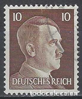 Sellos: ALEMANIA 1941-45 - S.B&Aacute;SICA, A. HITLER, MARR&Oacute;N OSCURO - USADO