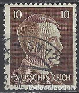 Sellos: ALEMANIA 1941-45 - S.B&Aacute;SICA, A. HITLER, MARR&Oacute;N OSCURO - USADO