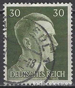 Sellos: ALEMANIA 1941-45 - S.B&Aacute;SICA, A. HITLER, VERDE OLIVA - USADO