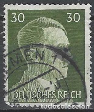 Sellos: ALEMANIA 1941-45 - S.B&Aacute;SICA, A. HITLER, VERDE OLIVA - USADO