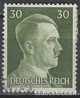 Sellos: ALEMANIA 1941-45 - S.B&Aacute;SICA, A. HITLER, VERDE OLIVA - USADO