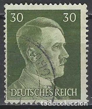Sellos: ALEMANIA 1941-45 - S.B&Aacute;SICA, A. HITLER, VERDE OLIVA - USADO