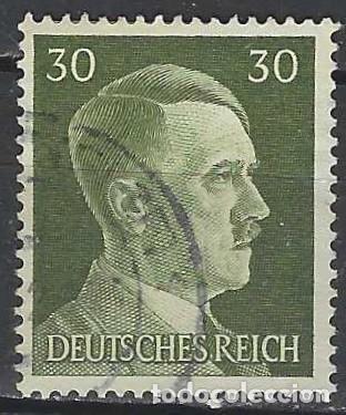 Sellos: ALEMANIA 1941-45 - S.B&Aacute;SICA, A. HITLER, VERDE OLIVA - USADO