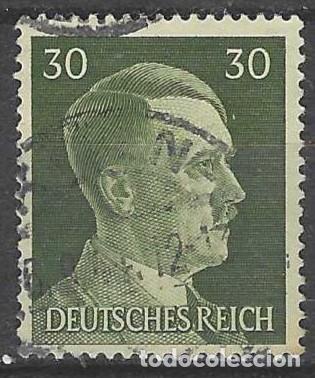 Sellos: ALEMANIA 1941-45 - S.B&Aacute;SICA, A. HITLER, VERDE OLIVA - USADO