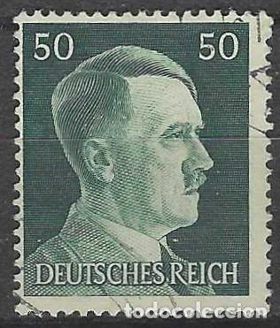 Sellos: ALEMANIA 1941-45 - S.B&Aacute;SICA, A. HITLER, VERDE AZULADO - USADO