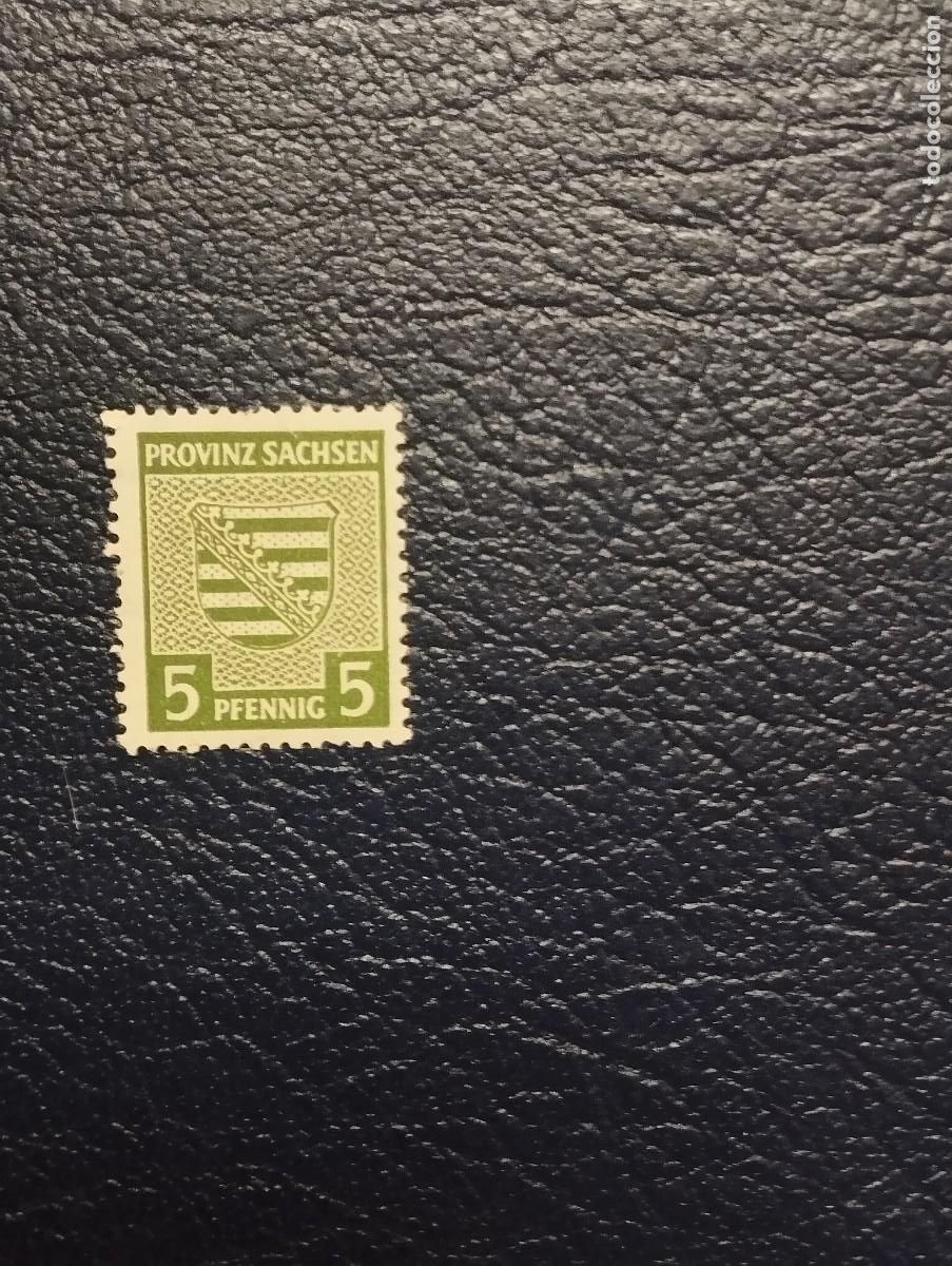 Sellos: 03.08/ Saxe/ Ocupaci&oacute;n sovi&eacute;tica.1945. 5 pf. Y&T 10 en nuevo