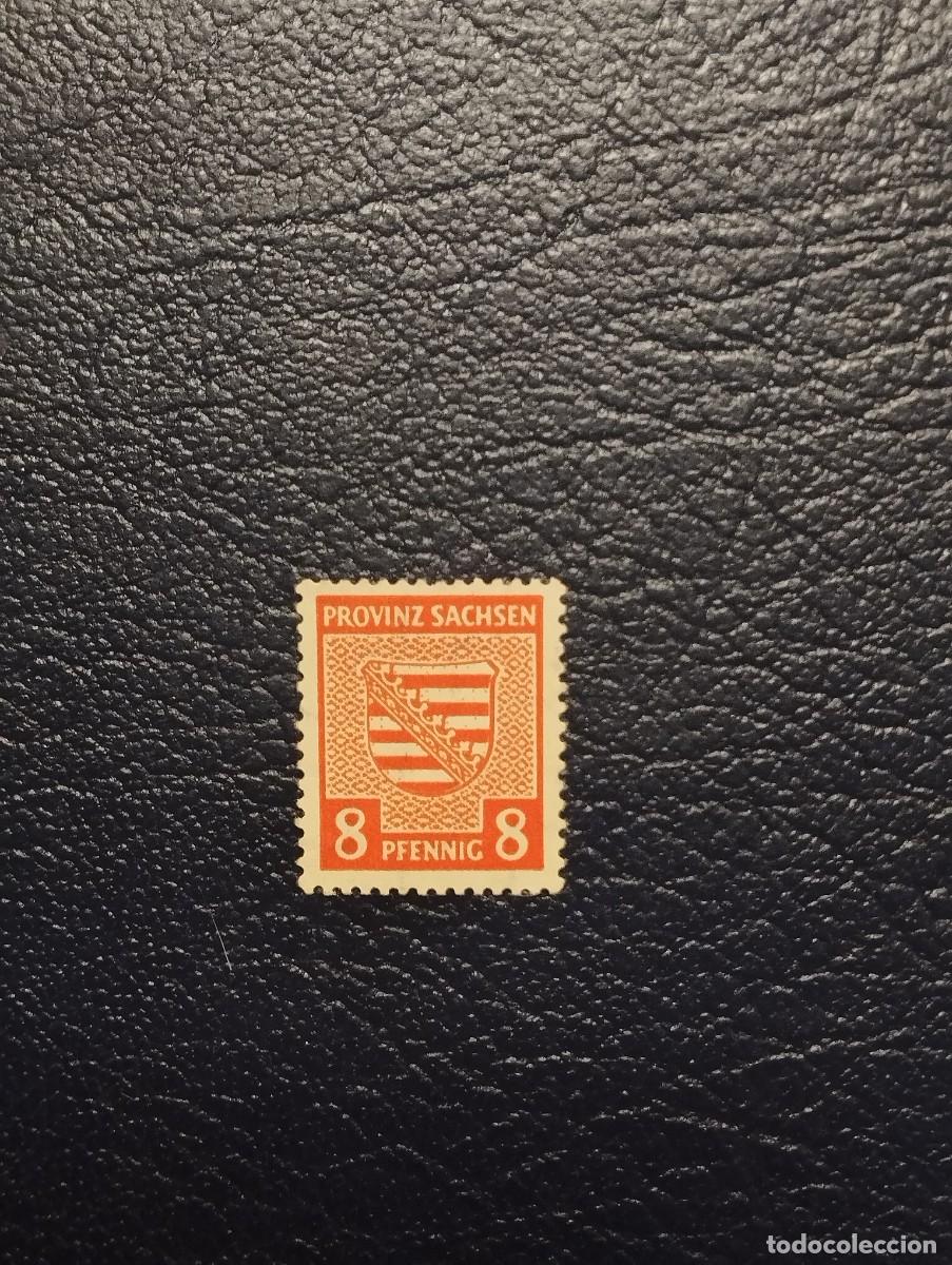 Sellos: 03.08/ Saxe/ Ocupaci&oacute;n sovi&eacute;tica. 1945. 8 pf. Y&T 12 en nuevo
