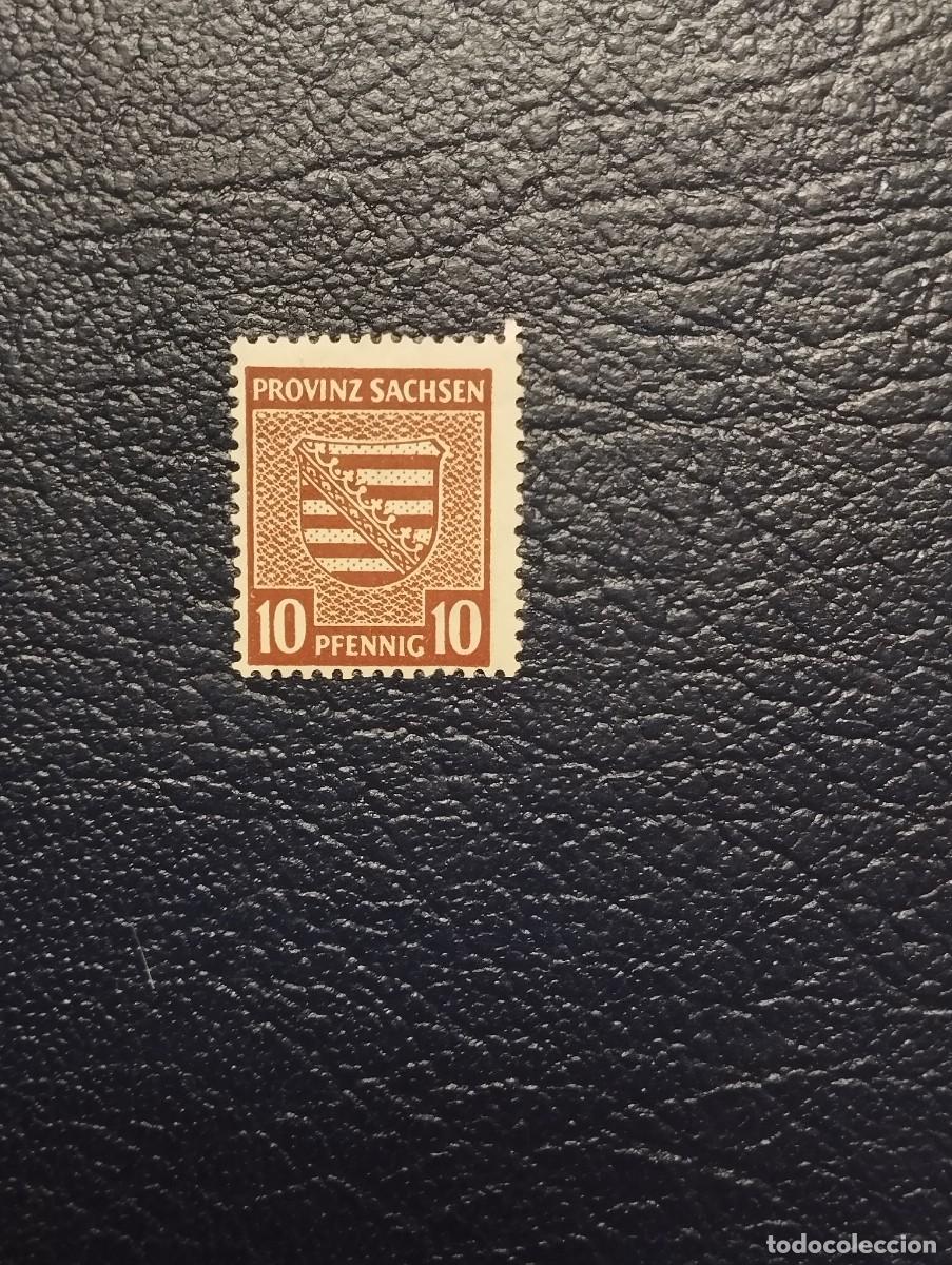 Sellos: 03.08/ Saxe/ Ocupaci&oacute;n sovi&eacute;tica.1945. 10 pf. Y&T 13 en nuevo
