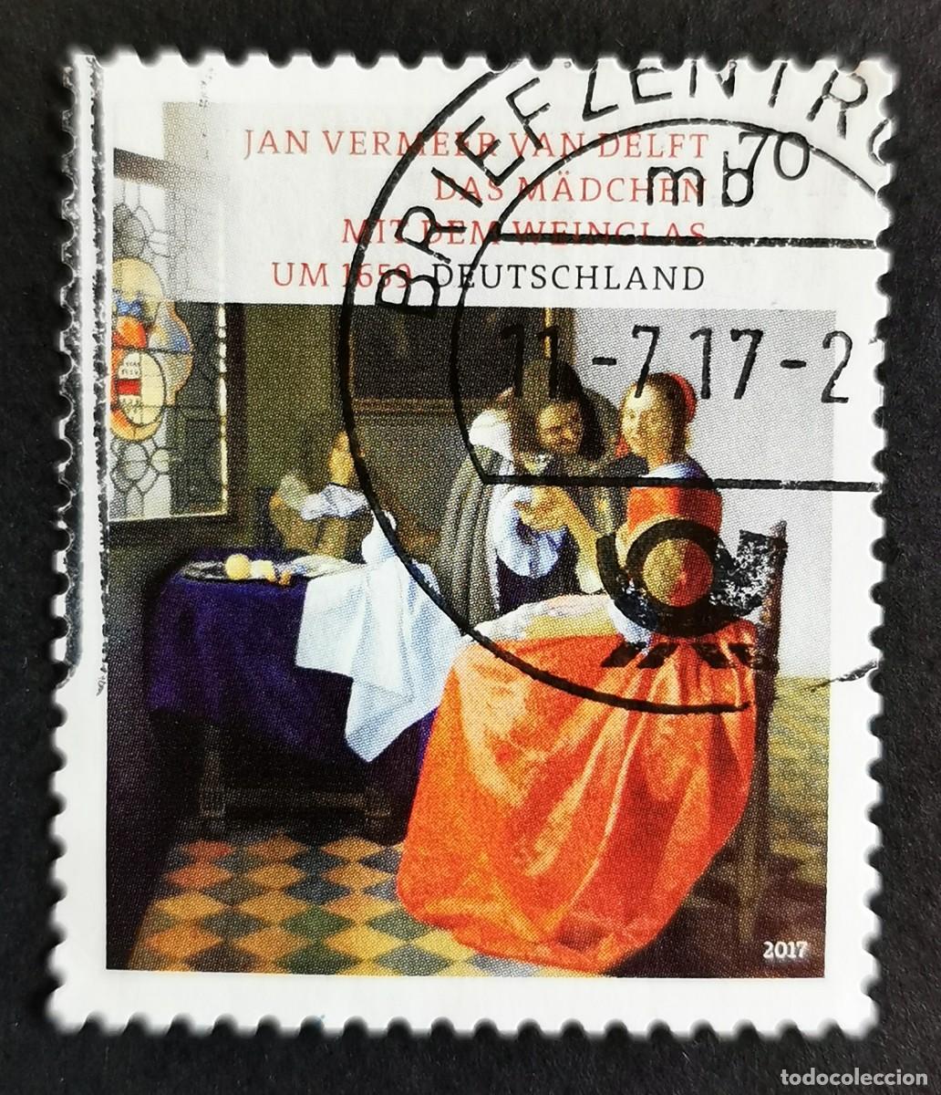 Sellos: Sello Alemania R.Federal 2017, La joven copa vino; cuadro Jan Vermeer, 70 ct Michel: DE 3274