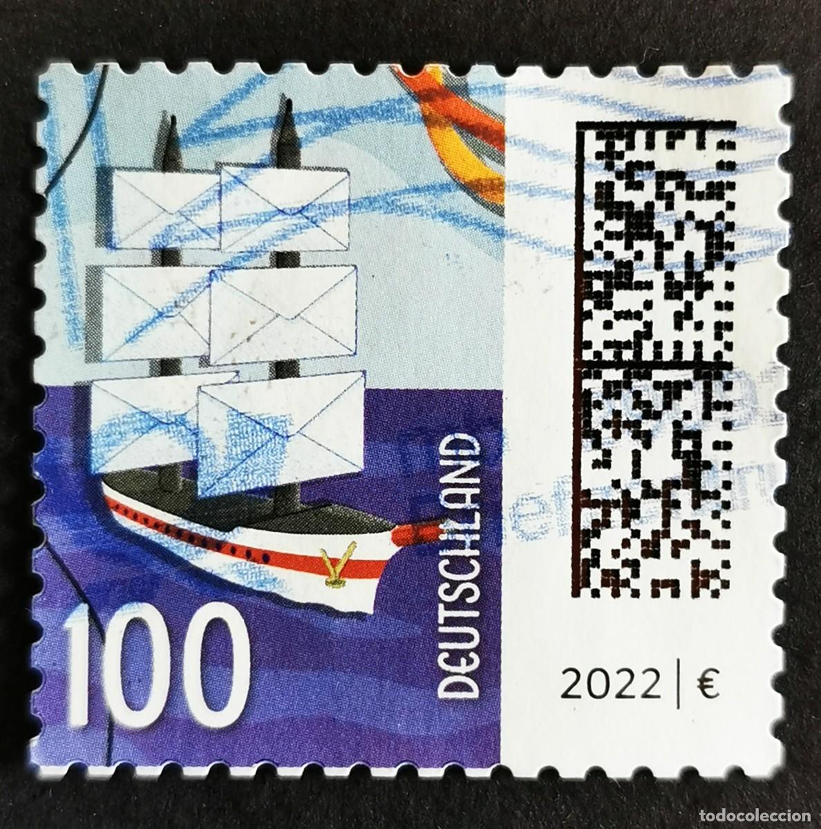 Sellos: Sello Alemania R.Federal 2021, Cartas como barco, 100 ct Michel: DE 3653I