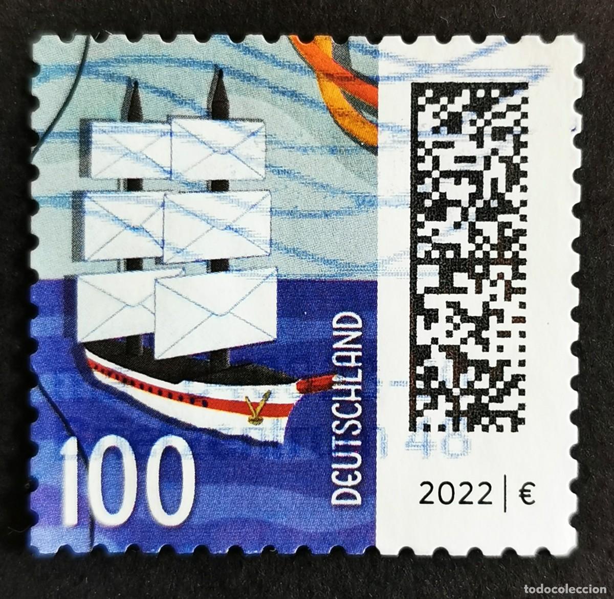 Sellos: Sello Alemania R.Federal 2021, Cartas como barco, 100 ct Michel: DE 3653I