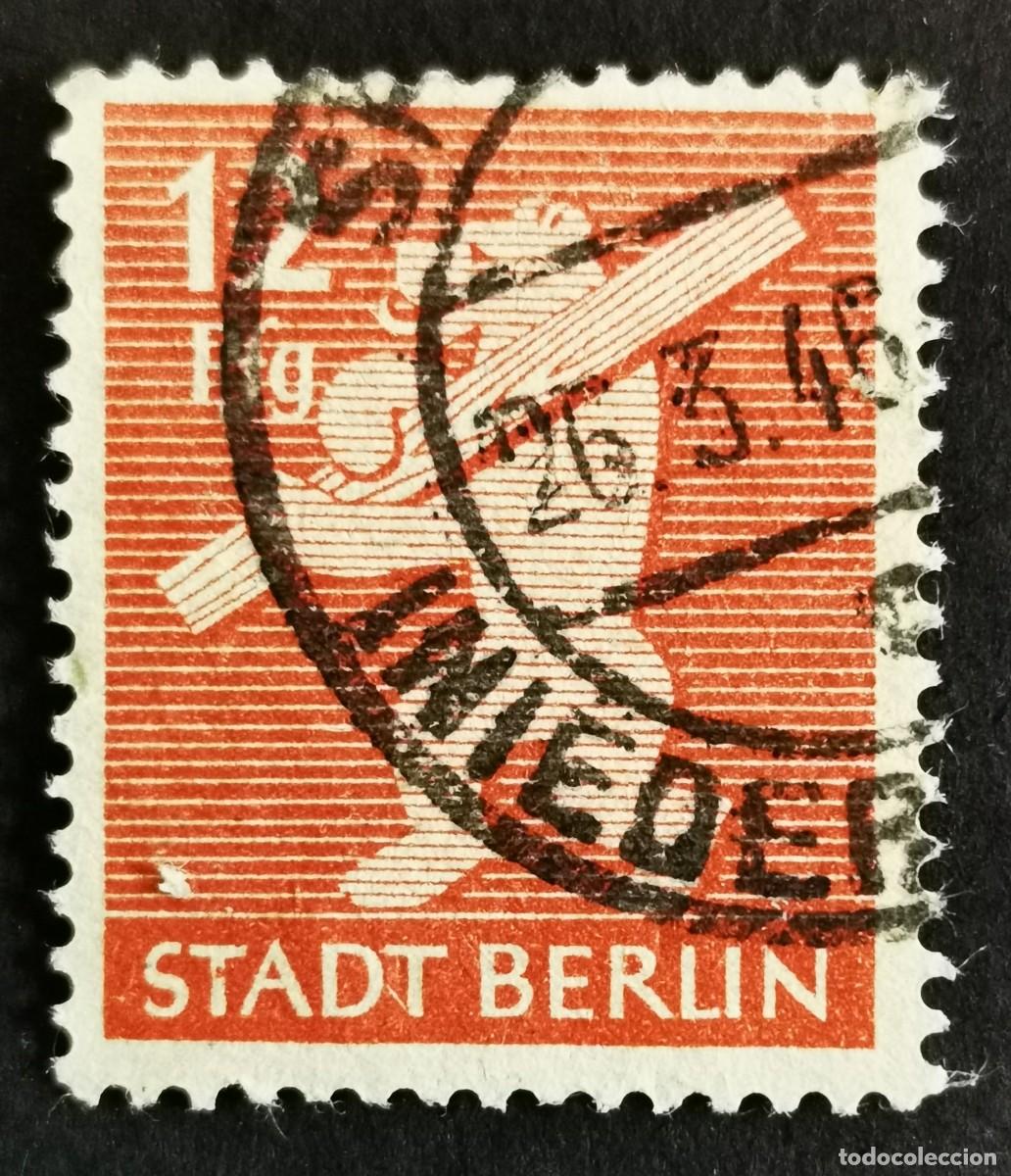 Sellos: Sello Alemania Ocupaci&oacute;n Berl&iacute;n 1945, Ciudad de Berl&iacute;n, 12 Reichspfennig Michel: 5AA III