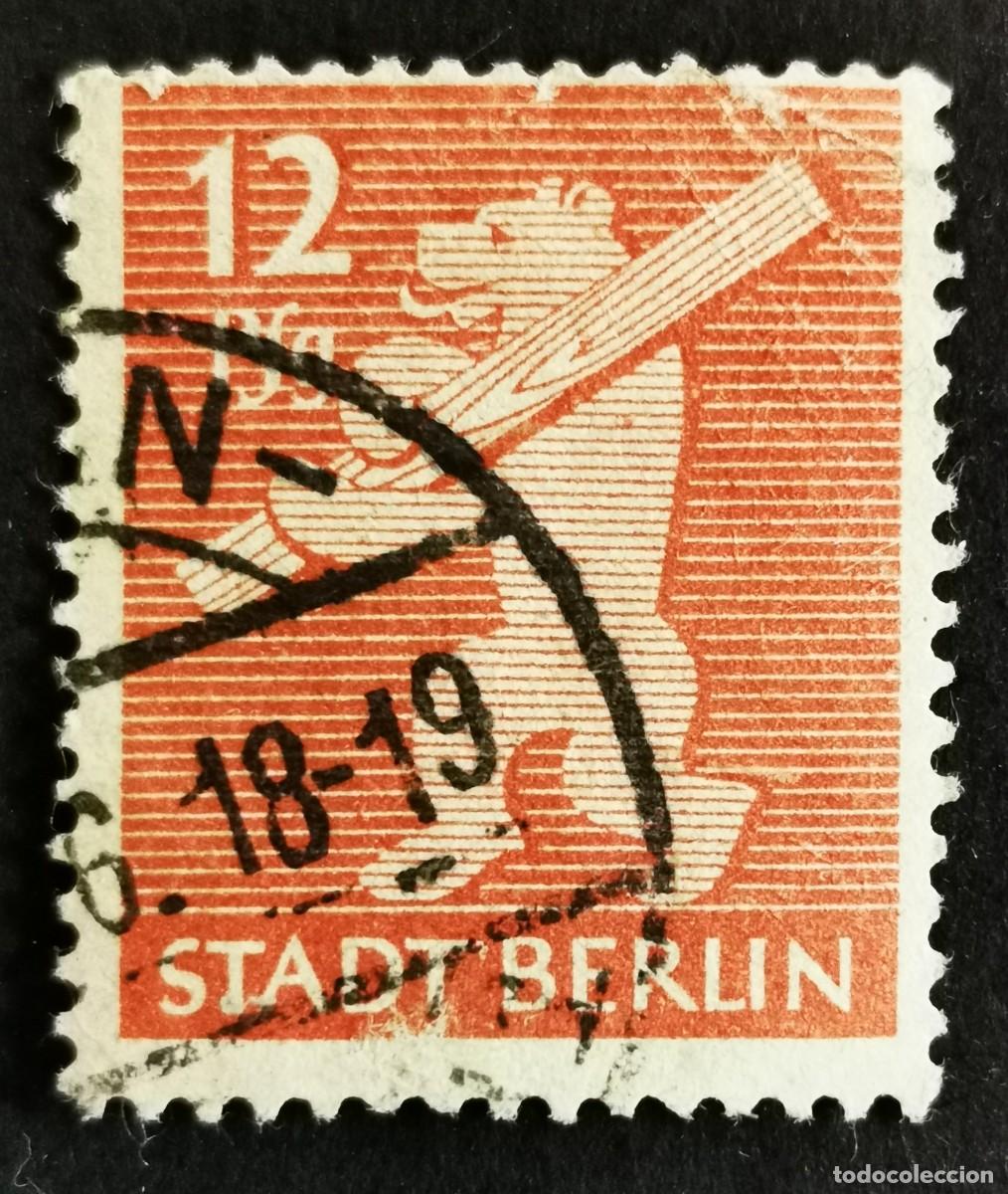 Sellos: Sello Alemania Ocupaci&oacute;n Berl&iacute;n 1945, Ciudad de Berl&iacute;n, 12 Reichspfennig Michel: 5AA III
