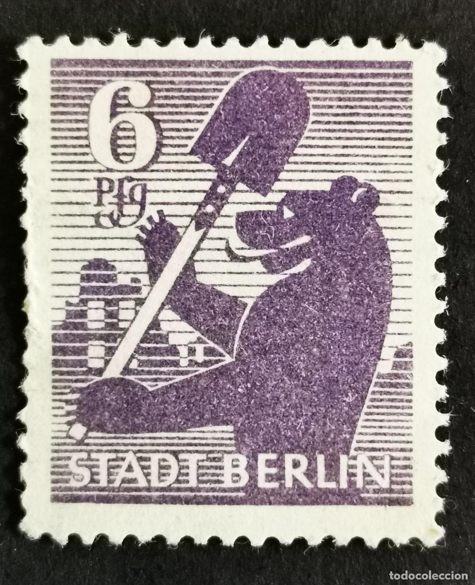 Sellos: Sello Alemania Ocupaci&oacute;n Berl&iacute;n 1945, Ciudad de Berl&iacute;n, 6 Reichspfennig Michel: 2Ba