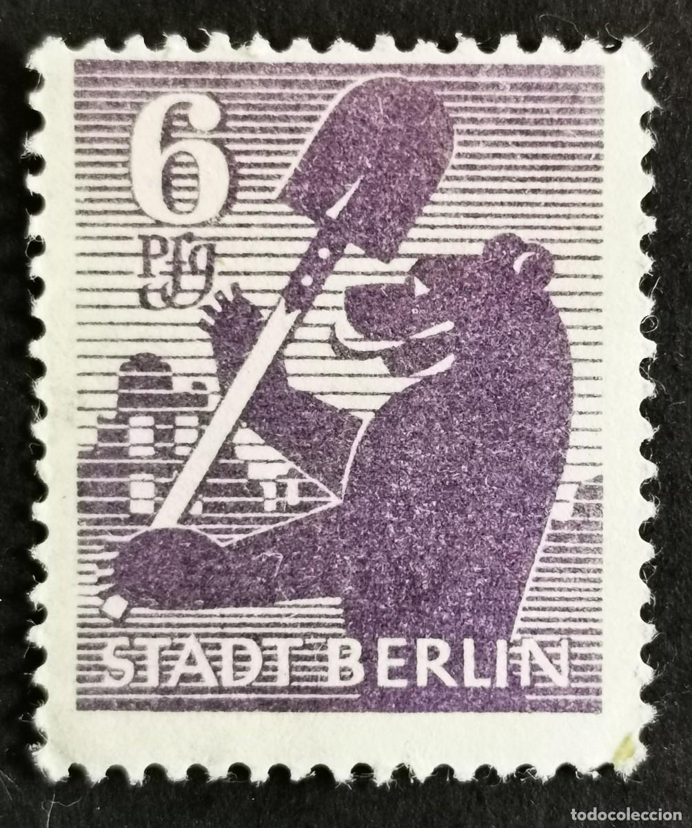 Sellos: Sello Alemania Ocupaci&oacute;n Berl&iacute;n 1945, Ciudad de Berl&iacute;n, 6 Reichspfennig Michel: 2Ba