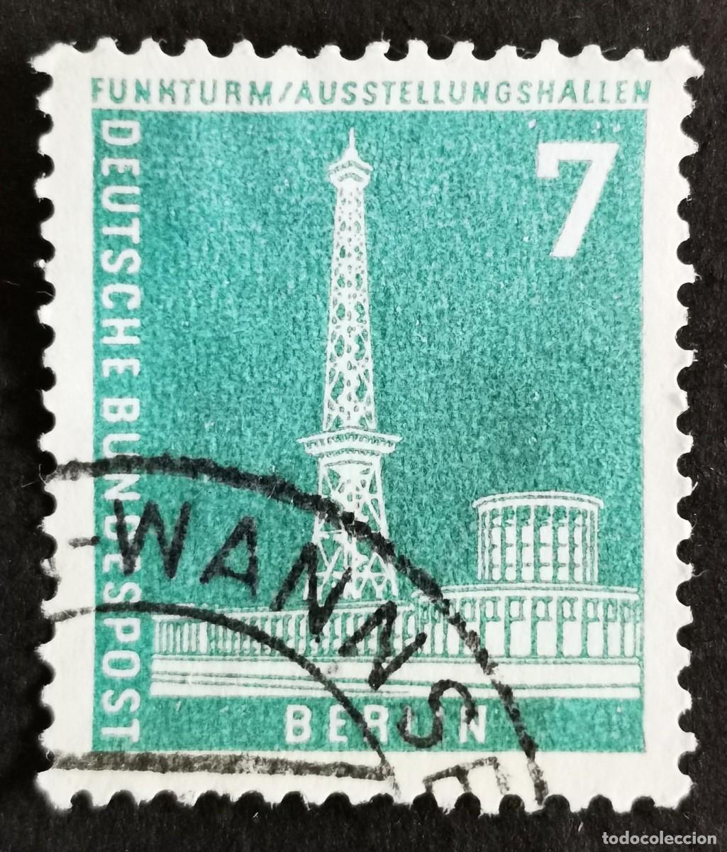 Sellos: Sello Alemania Berl&iacute;n 1956, Torre de radio y salas de exposiciones, 7 Pf. Michel: DE-BE 135vv