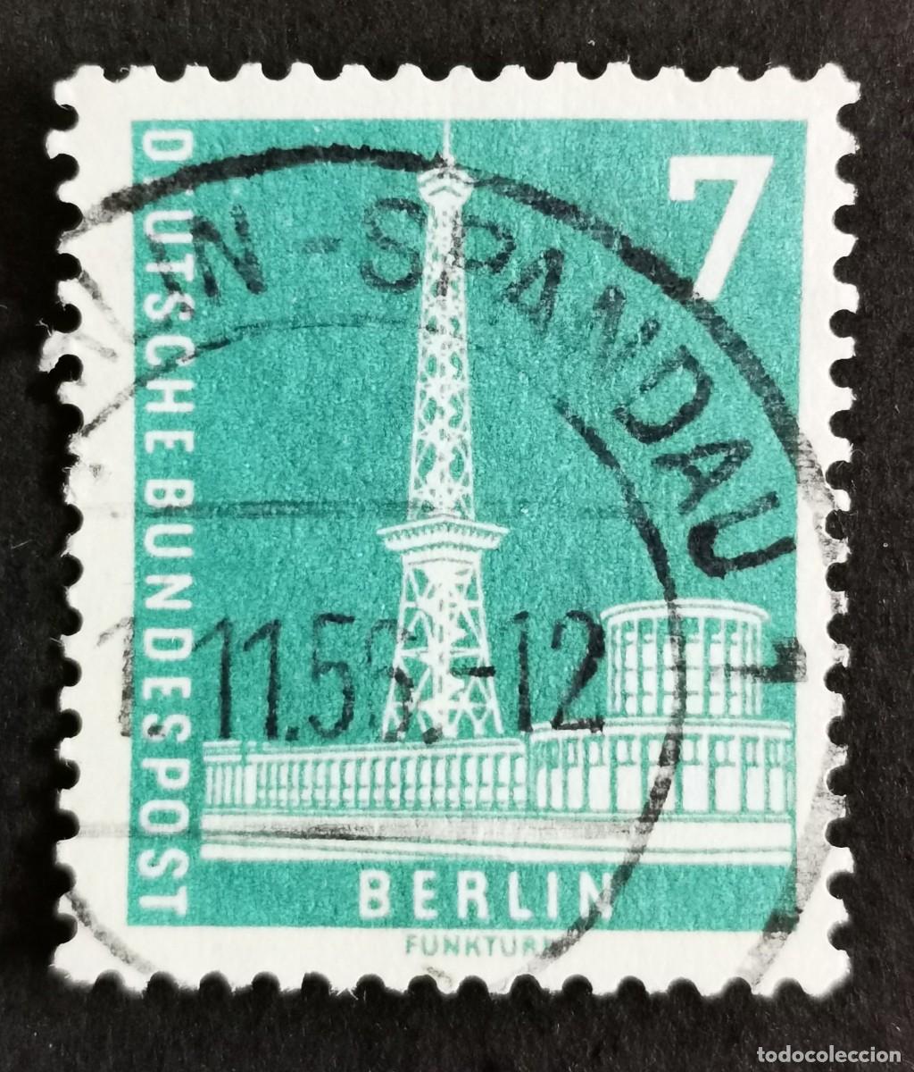 Sellos: Sello Alemania Berl&iacute;n 1956, Torre de radio y salas de exposiciones, 7 Pf. Michel: DE-BE 135vv