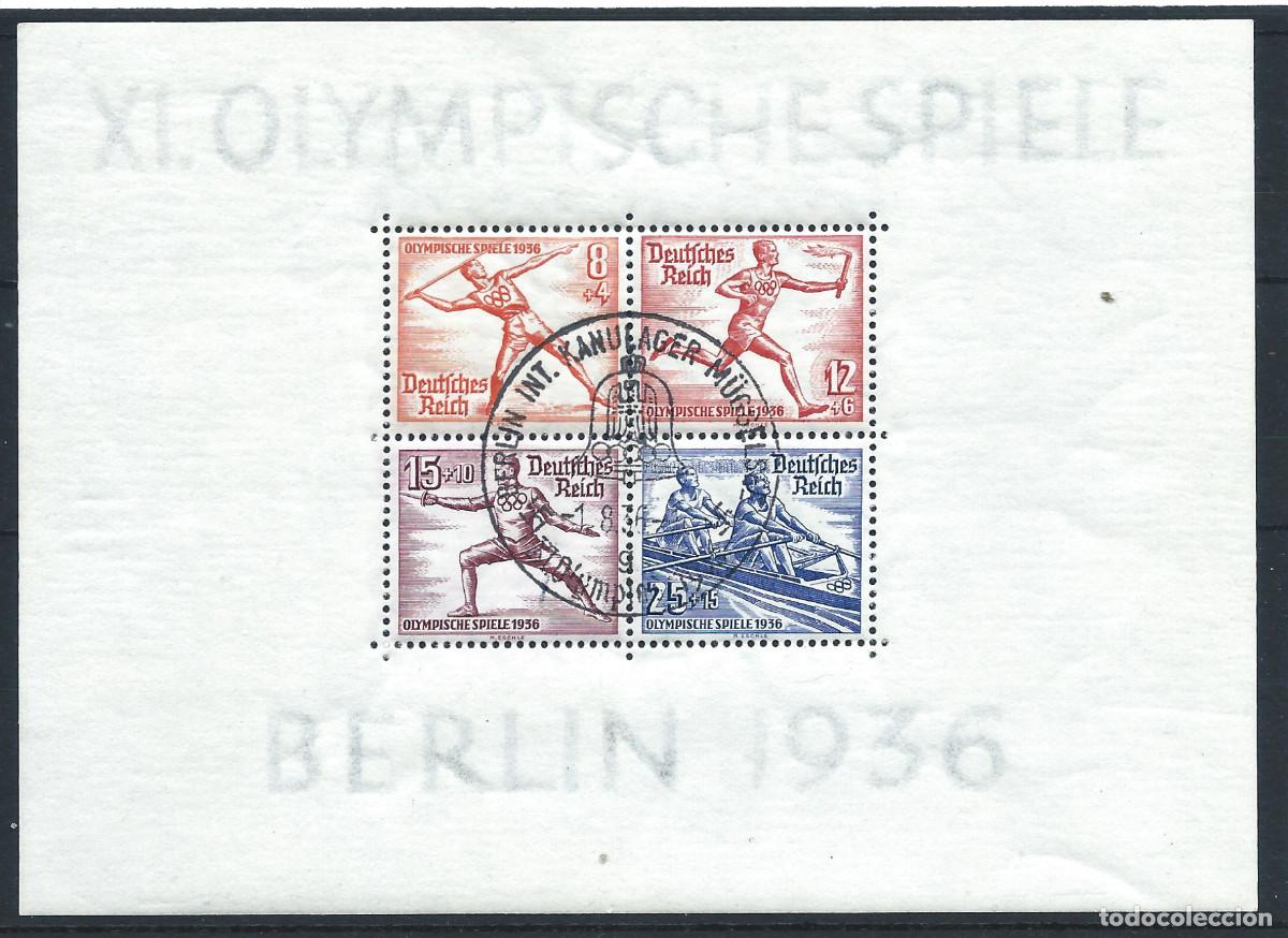 Sellos: Allemagne Empire Bloc N&deg;4 Obl (FU) 1936 - J.O de Berlin