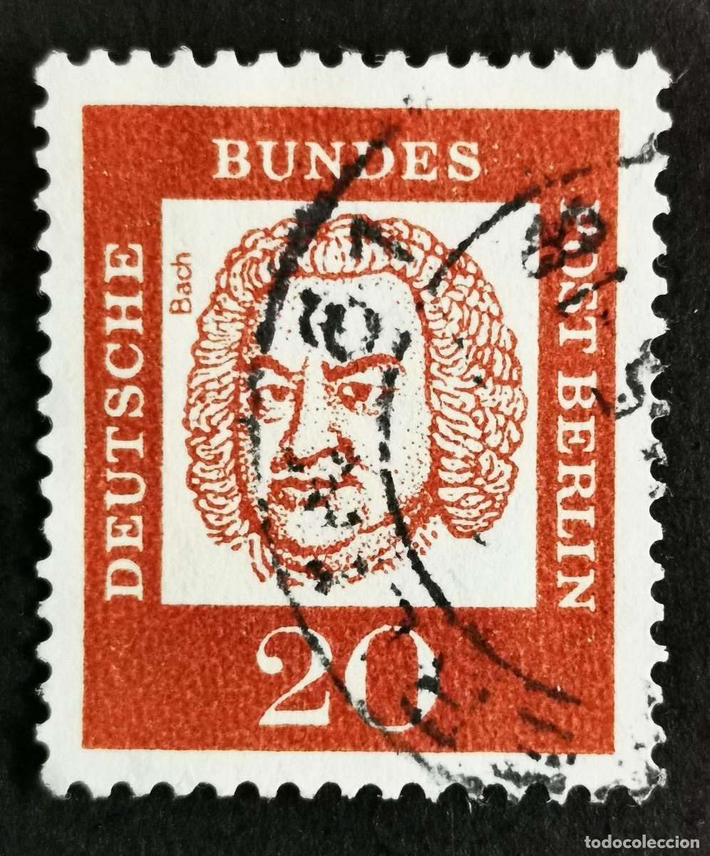 Sellos: Sello Alemania Berl&iacute;n 1961, Alemanes distinguidos: Johann Sebastian Bach , 20 Pf. Michel: DE-BE 204