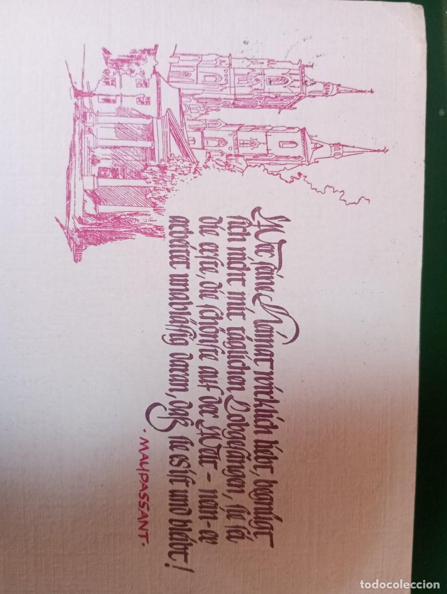 Sellos: POSTKARTE PRIVADO CON UNA CITA DE MAUPASSANT E IGLESIA G&Oacute;TICA, MATASELLOS ESPECIAL