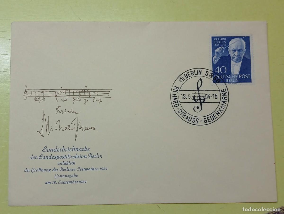 Sellos: FDC Berl&iacute;n 1954. Bien