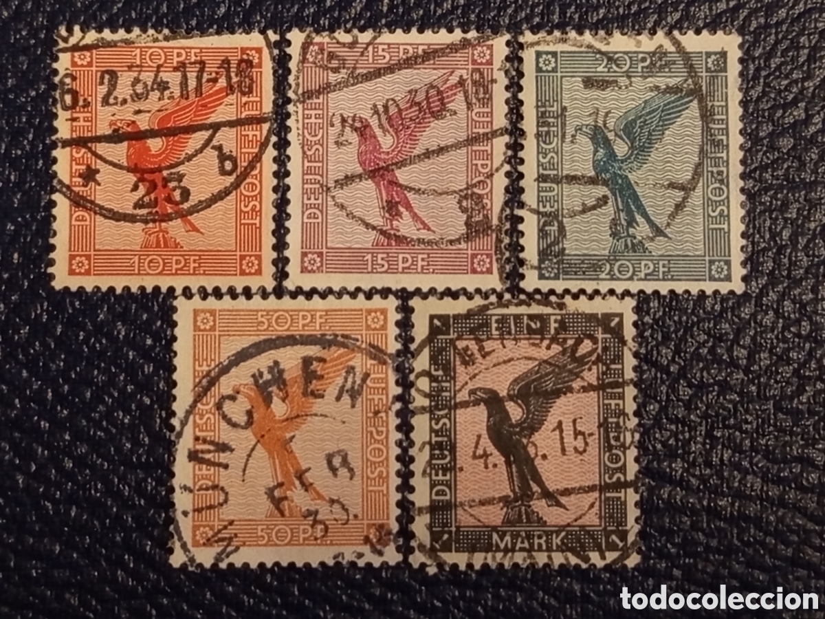 Sellos: Lote 5 Sellos Correo A&eacute;reo Alemania 1926 &Aacute;guila Cat. Michel 378/384 / Scott