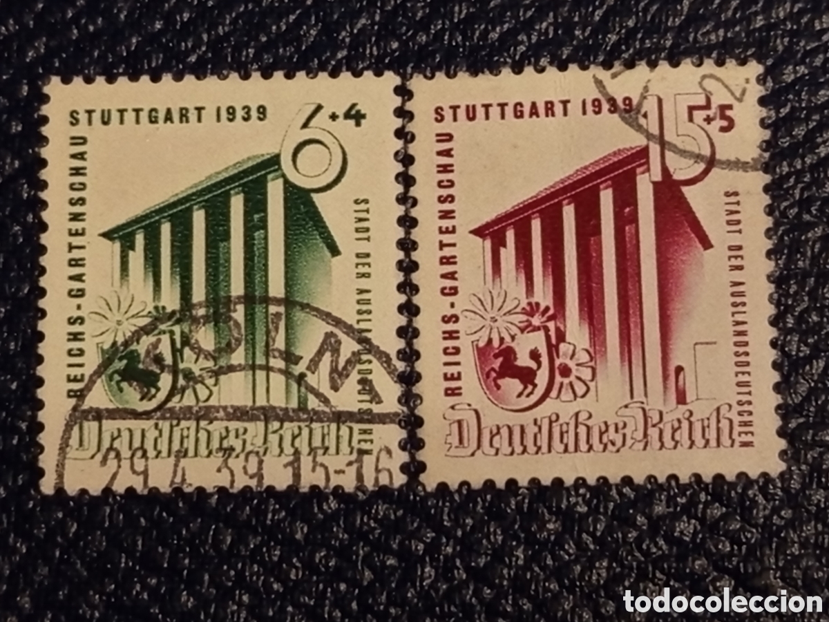 Sellos: Pareja Sellos Alemania 1939 Stuttgart Gartenschau Cat. Michel 690/691