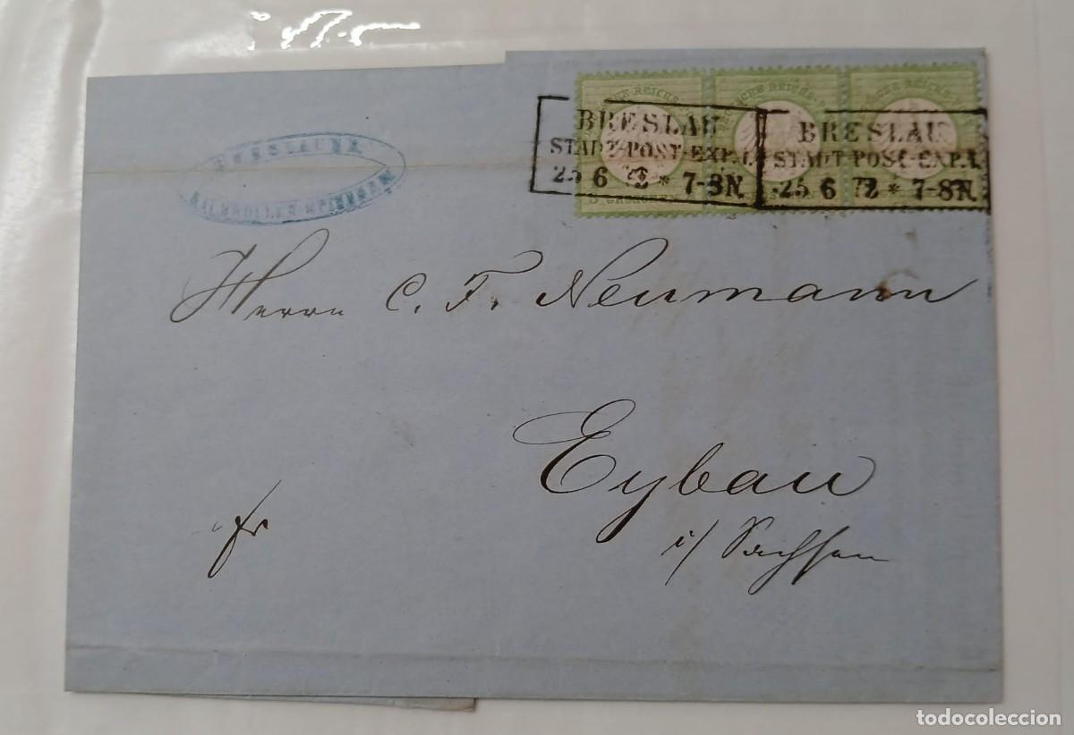 Sellos: Carta espectacular con tira del M2 1872