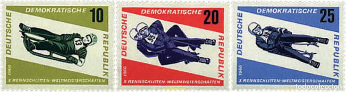 Sellos: 64513 MNH ALEMANIA DEMOCRATICA 1966 10 CAMPEONATOS DEL MUNDO DE LUGE EN FRIEDRISCHSRODA