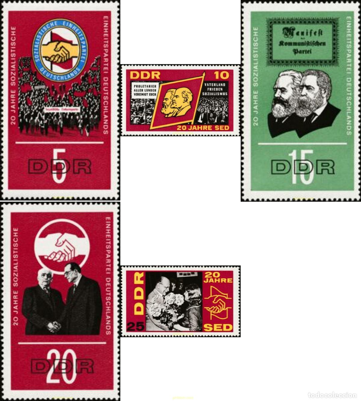 Sellos: 79954 MNH ALEMANIA DEMOCRATICA 1966 20 ANIVERSARIO DEL PARTIDO SOCIALISTA UNITARIO ALEMAN