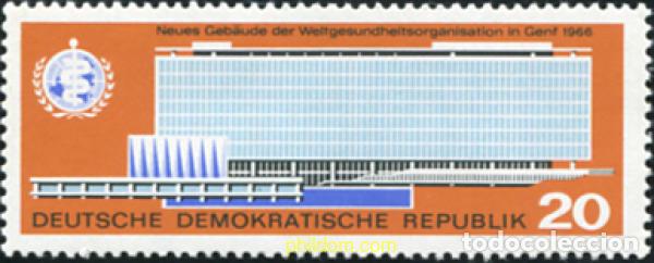 Sellos: 150630 MNH ALEMANIA DEMOCRATICA 1966 INAUGURACION DE LA SEDE DE LA OMS DE GINEBRA